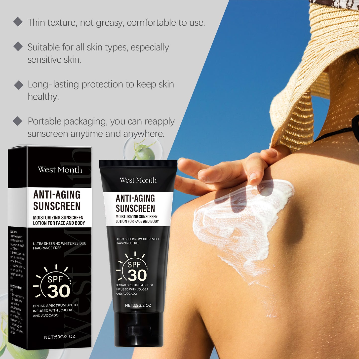 West&Month Face And Body Protection Cream Gently Nourishes, Protects And Insulates Skin, Refreshing And Hydrating