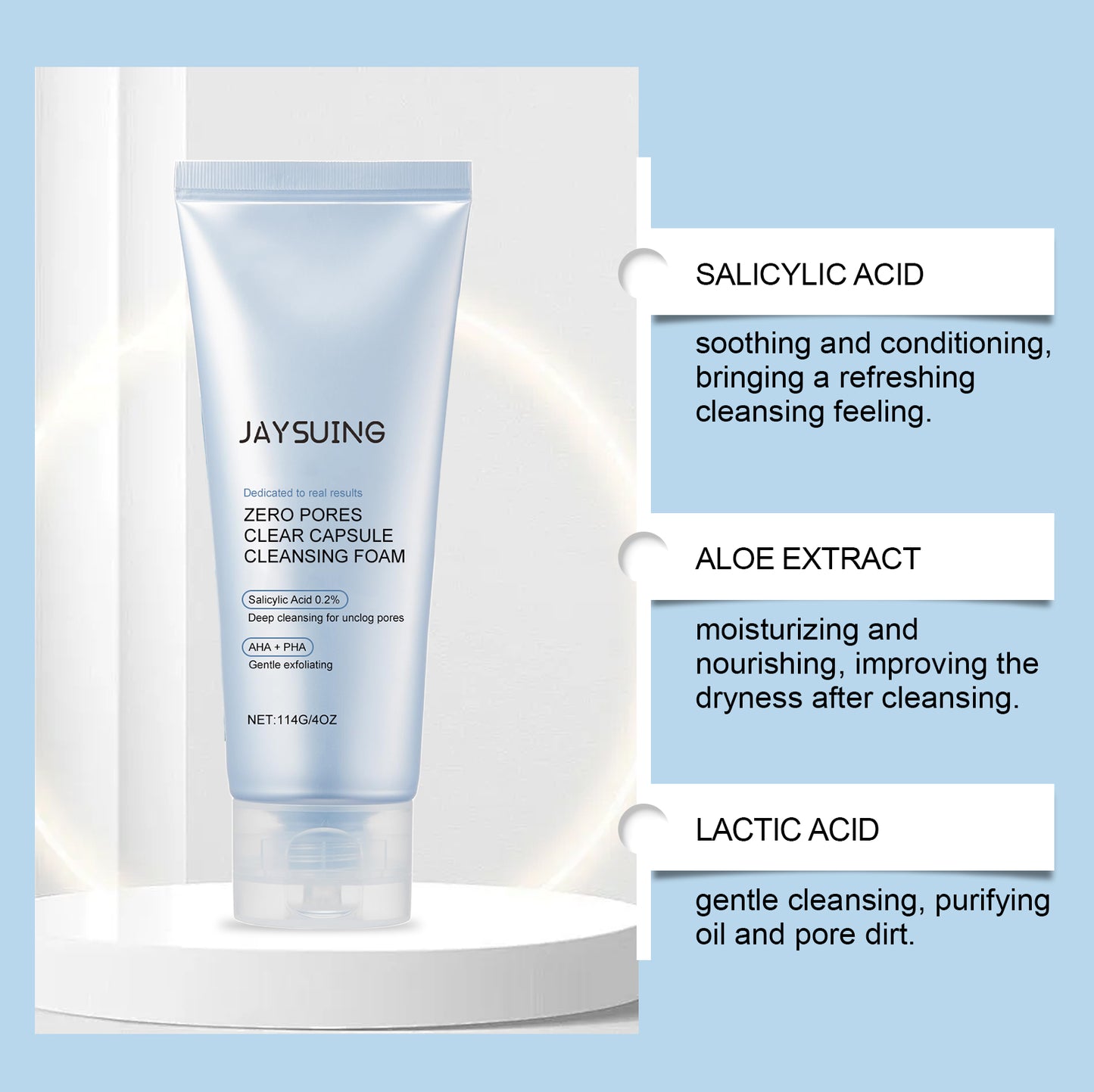 Jaysuing Salicylic Acid Facial Cleanser, Delicate Pore Mildly Remove Acne Moist Skin Moisturizing Cleansing