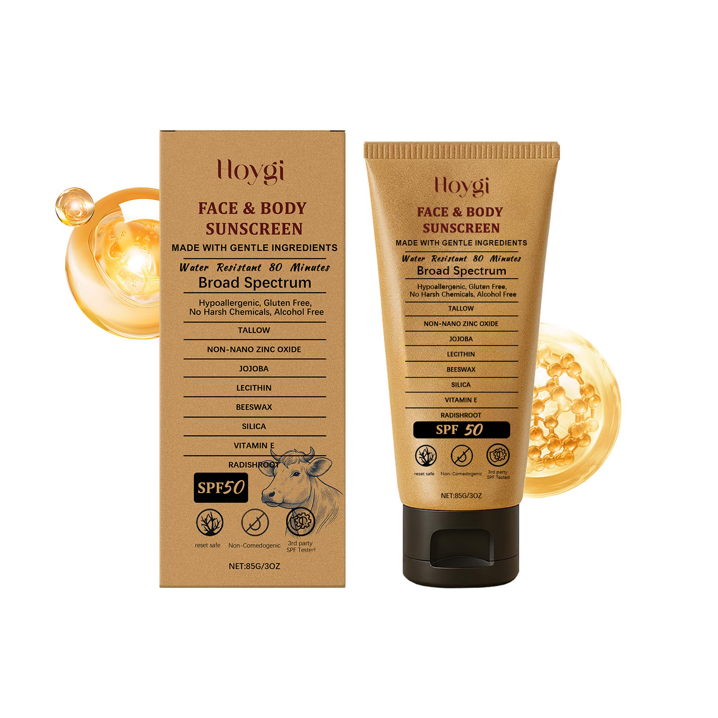 Hoygi Tallow Light Protective Cream, Uv Protection Body Skin Moisture Isolation Summer Outdoor Protective Cream