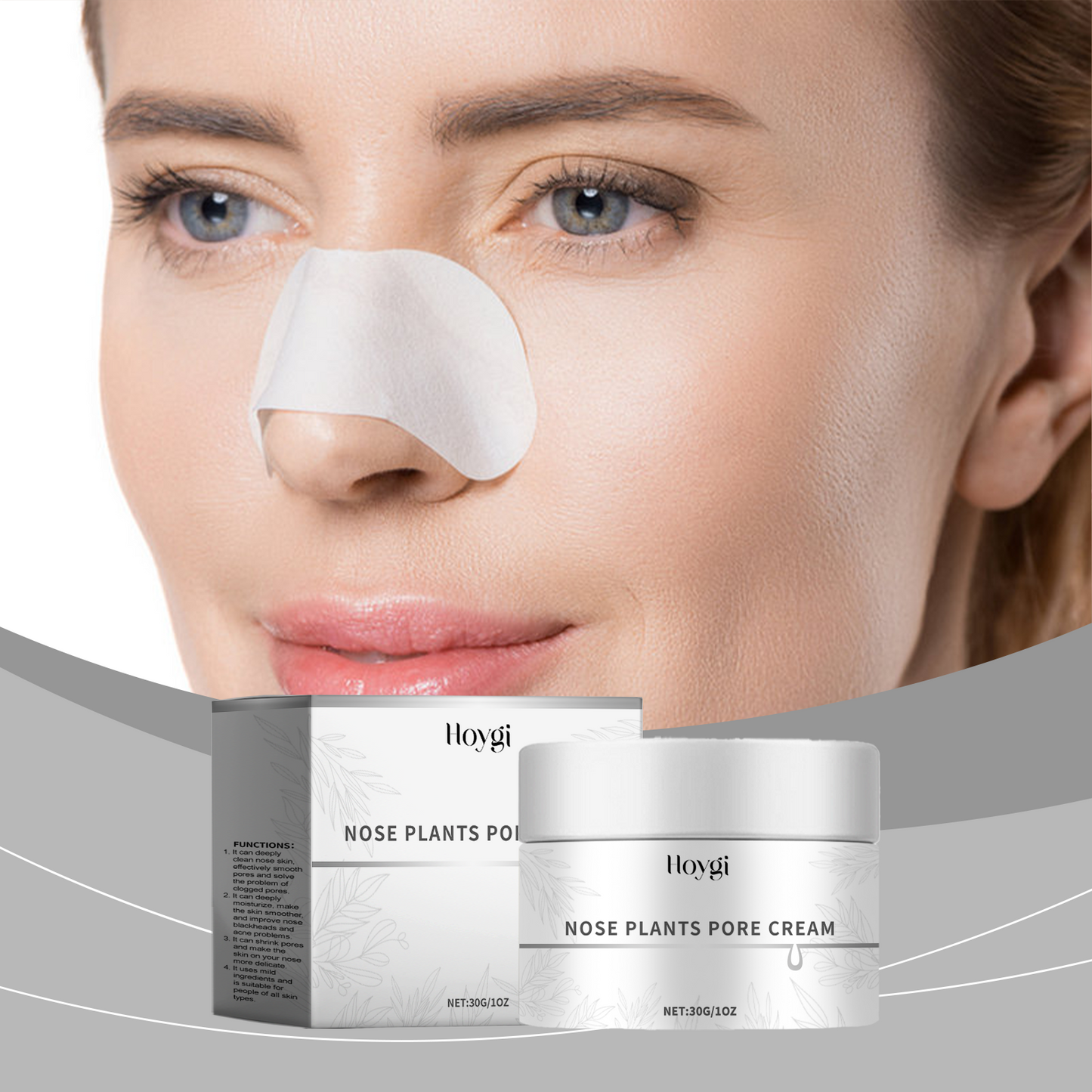 Hoygi Blackhead Nose Mask Facial Cleansing Nose Blackhead Acne With Large Pores Improves Skin Cleansing Nose Mask