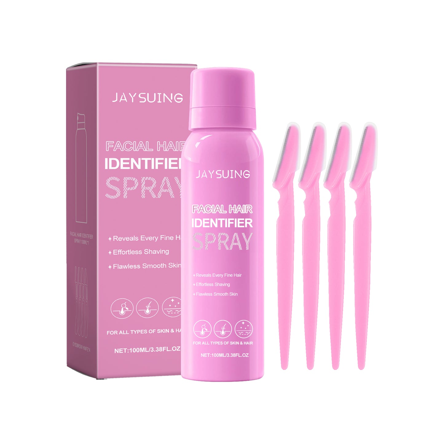 Jaysuing Facial Hair Recognition Spray Facial Cleanser Softens Hair Gentle Daily Care Hair Removal Spray